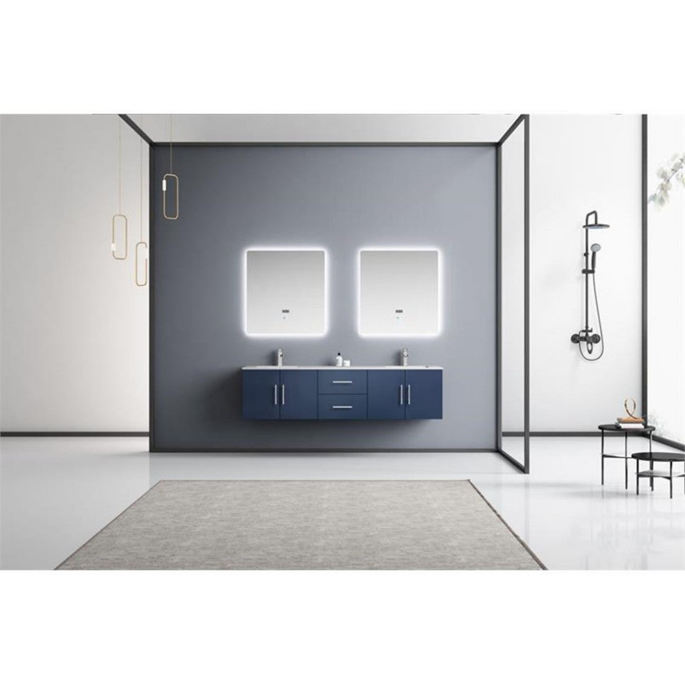 Geneva Transitional Navy Blue 72" Double Vanity Set