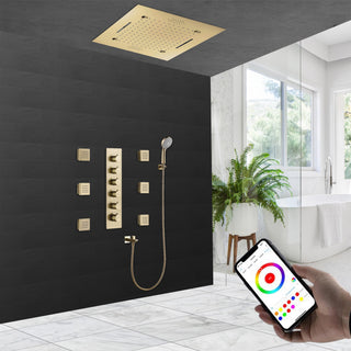 Remote Controlled Rainfall Led Shower System, Style 3 Phone Control Light