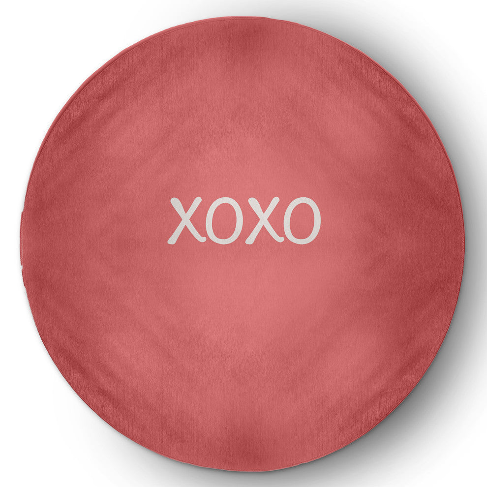 XOXO Valentines Chenille Rug, Coral, 5' Round