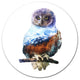 Owl Double Exposure Illustration, Animal Round Wall Art, 11"