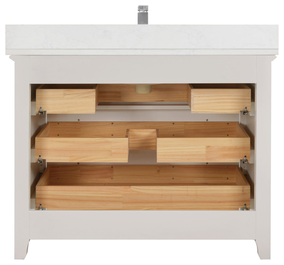 Legion Furniture WS2512 Series Bathroom Sink Vanity, Dreamy White, 42", Artificial Stone Top, Single Sink