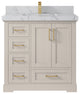 Boston 36" Center Sink Bath Vanity in Fine Grain 2" Venatino Quartz