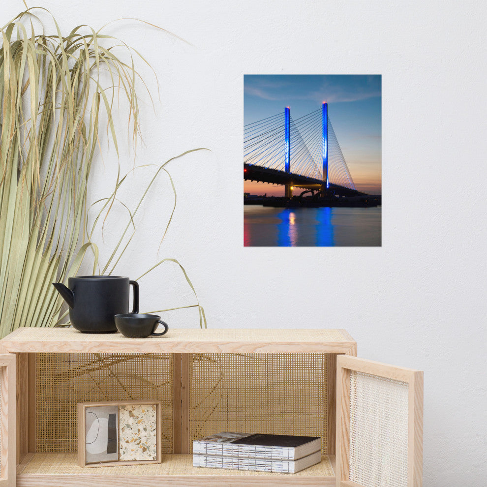 Indian River Inlet Bridge 2 Night Photography Unframed Wall Art Print, 16" X 20"
