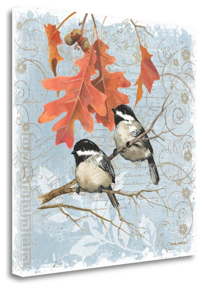 "Chickadees IV" By Anita Phillips, Giclee Print on Gallery Wrap Canvas