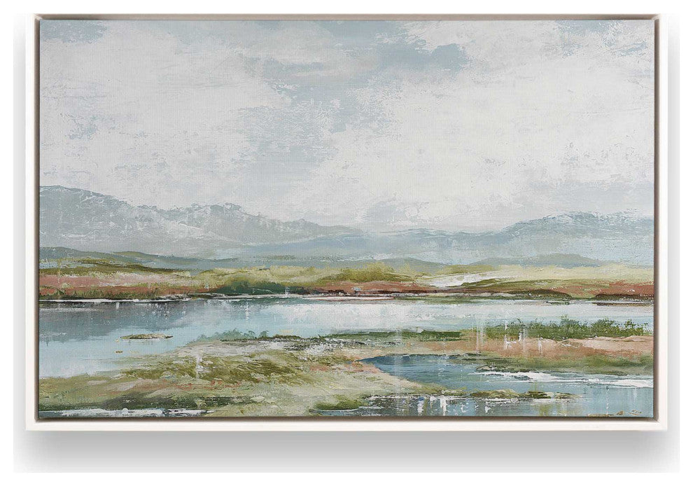 "Lakeside Afternoon Delight" - A Tranquil Waterscape for Refined Interiors