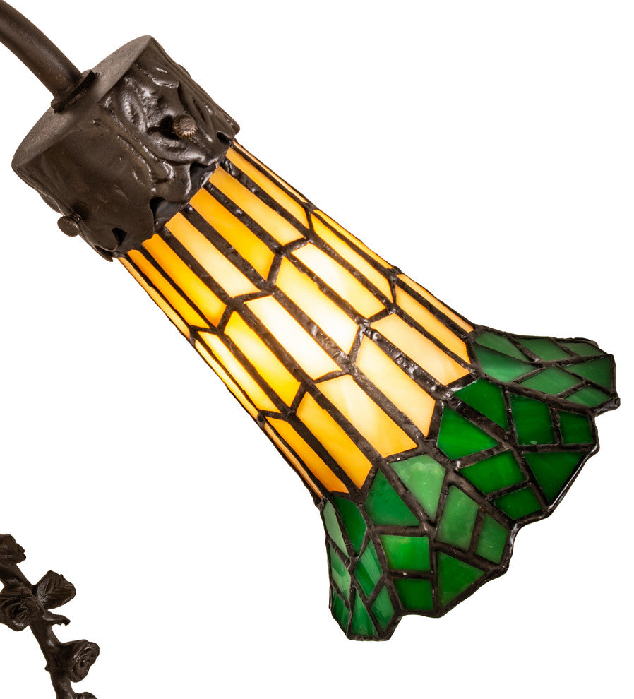 17 High Stained Glass Pond Lily 2 Light Trellis Girl Table Lamp