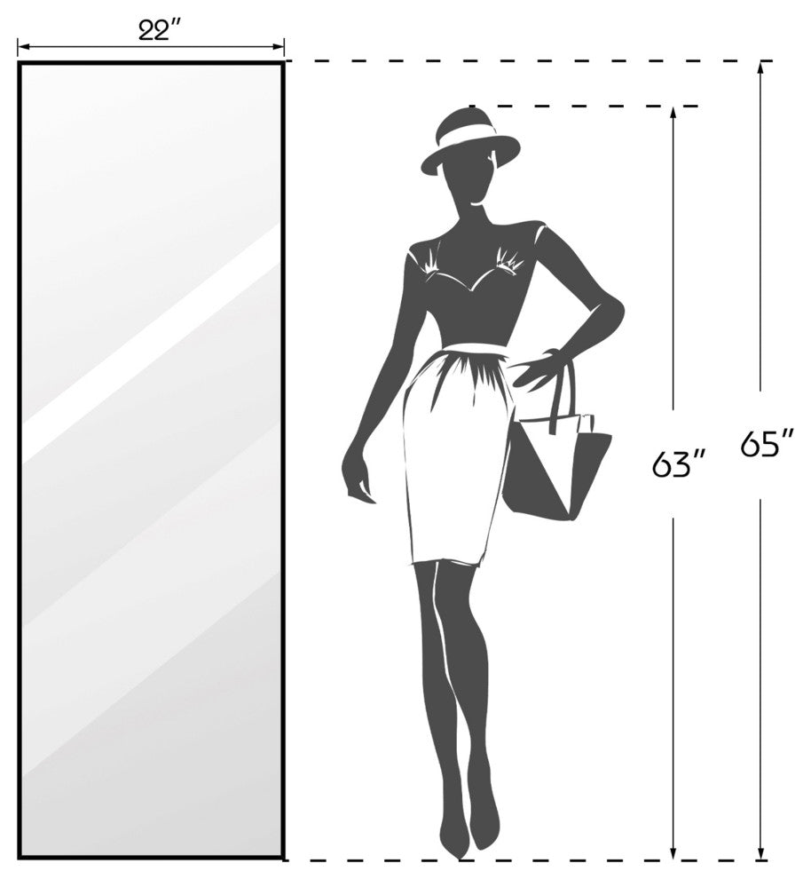 65 inch Rectangular Aluminum Framed Floor Wall Hanging Bedroom Mirror, Silver, 2