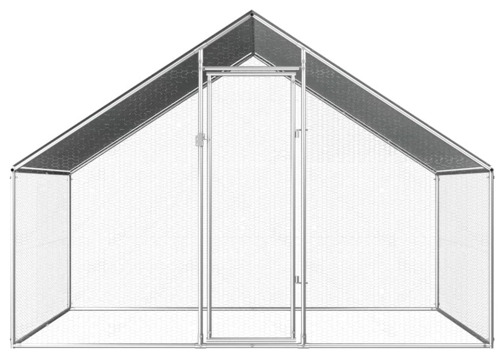 vidaXL Chicken Cage Walk-in Chicken Coop Pen Poultry Cage Galvanized Steel