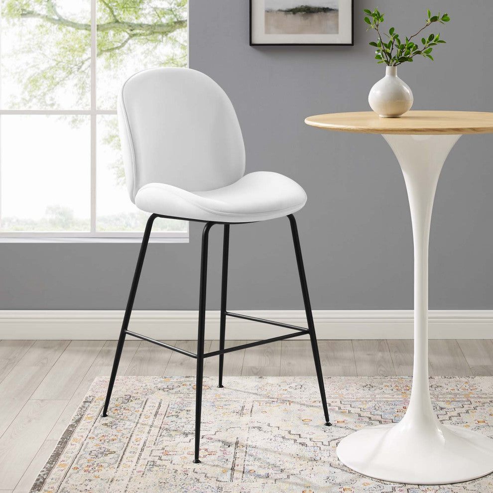 Bar Stool Chair Barstool, Velvet, Metal, White, Bar Pub Cafe Bistro Restaurant