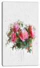 Bunch of Pink Roses Watercolor, Flower Artwork on Canvas, 16"x32"