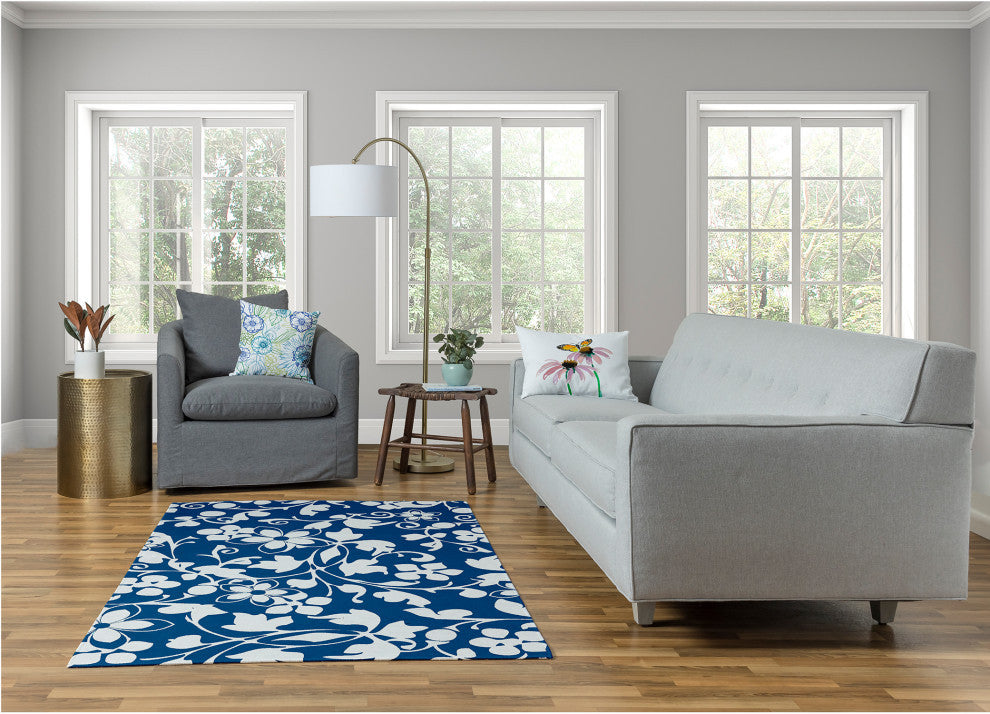 Evelyn Spring Chenille Rug, Dark Cobalt Blue, 4'x6'