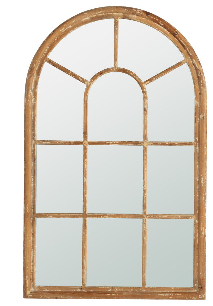 Gewnee Large Arched Accent Mirror with Brown Frame