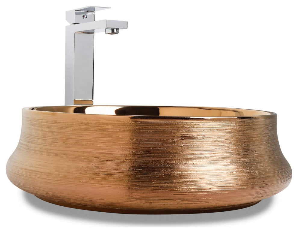 Fine Fixtures Luxury Vessel, Round 18", Brushed Bronze