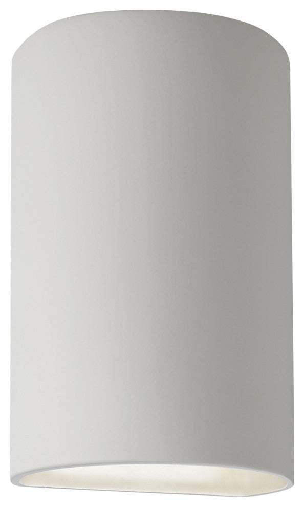 Ambiance LED Outdoor Small Ceramic Cylinder Wall Sconce with Open Top & Bottom, Bisque