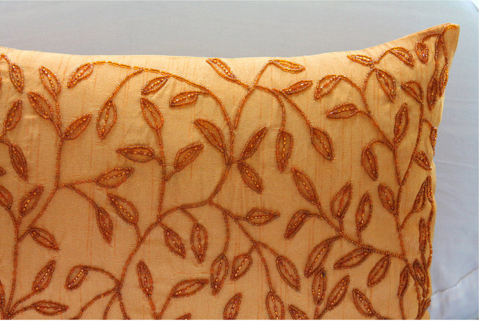 Floral Orange Standard Pillow Shams, Art Silk 20x26 Standard Pillow Sham, Juicy