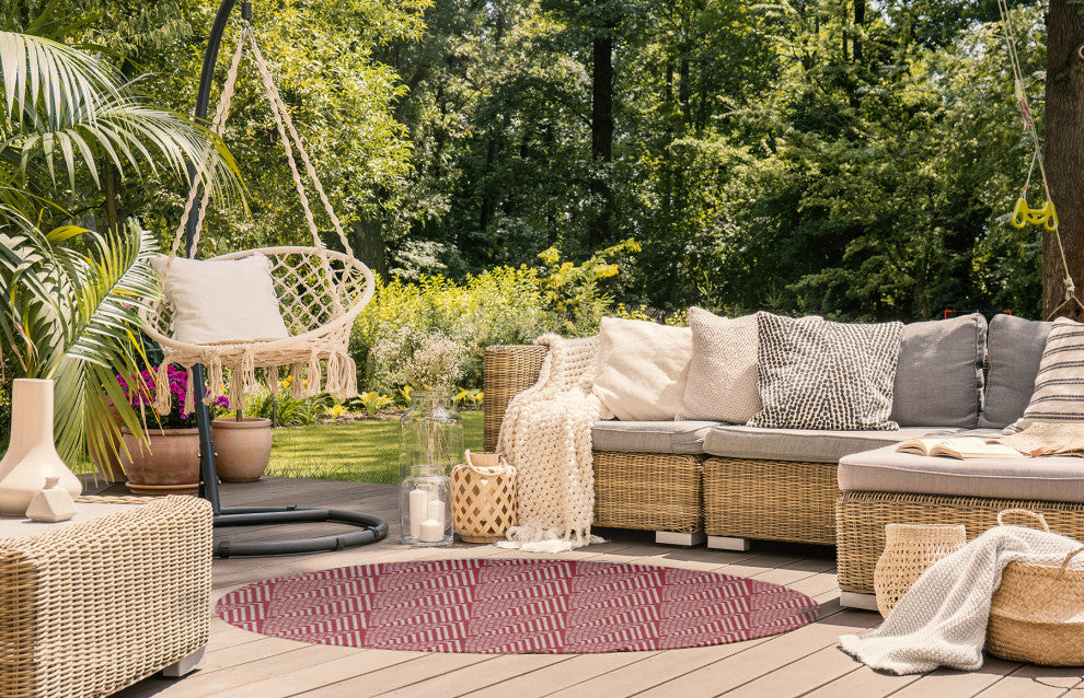 5' Round Lifeflor Diamond Spring Chenille Indoor/Outdoor Rug
