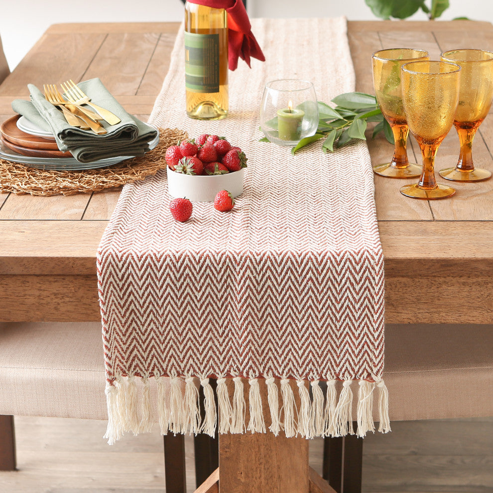 Cinnamon Chevron Handloom Table Runner 15x72