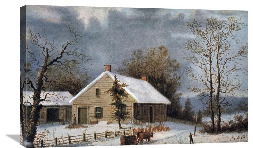 "Winter Wood" Stretched Canvas Giclee by Currier and Ives, 30"x19"