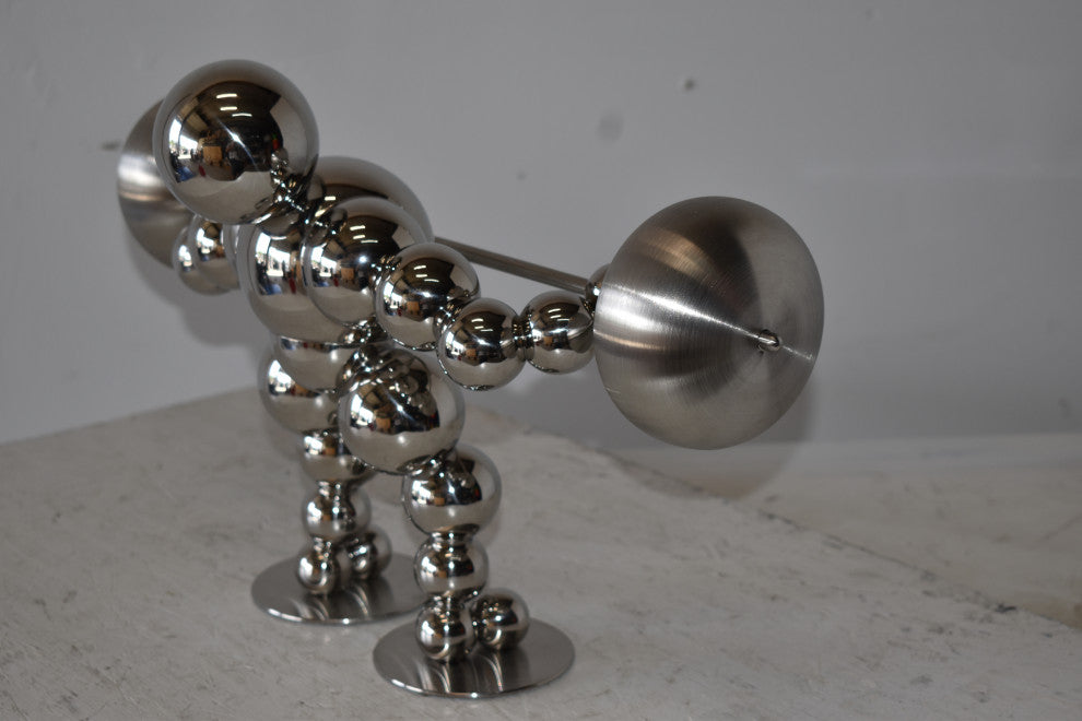 Modern Art Weightlifter Second Pull Position Chrome Statue Size: 20" x 9" x 12