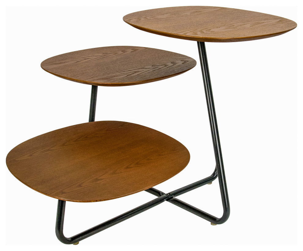 LeisureMod Hazelton End Table Manufactured Wood Top and Steel Base, Walnut