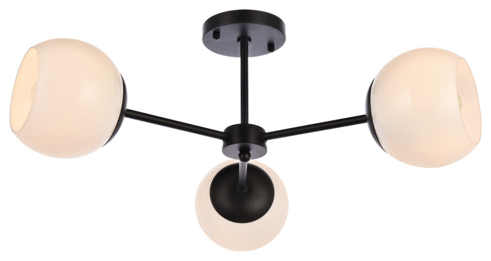 Brooke 26" Flush Mount, Black With White Shade
