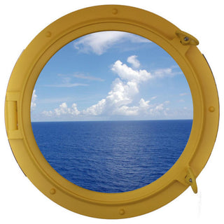 Yellow Porthole Window 24'', Porthole Window, Nautical Wall Hanging
