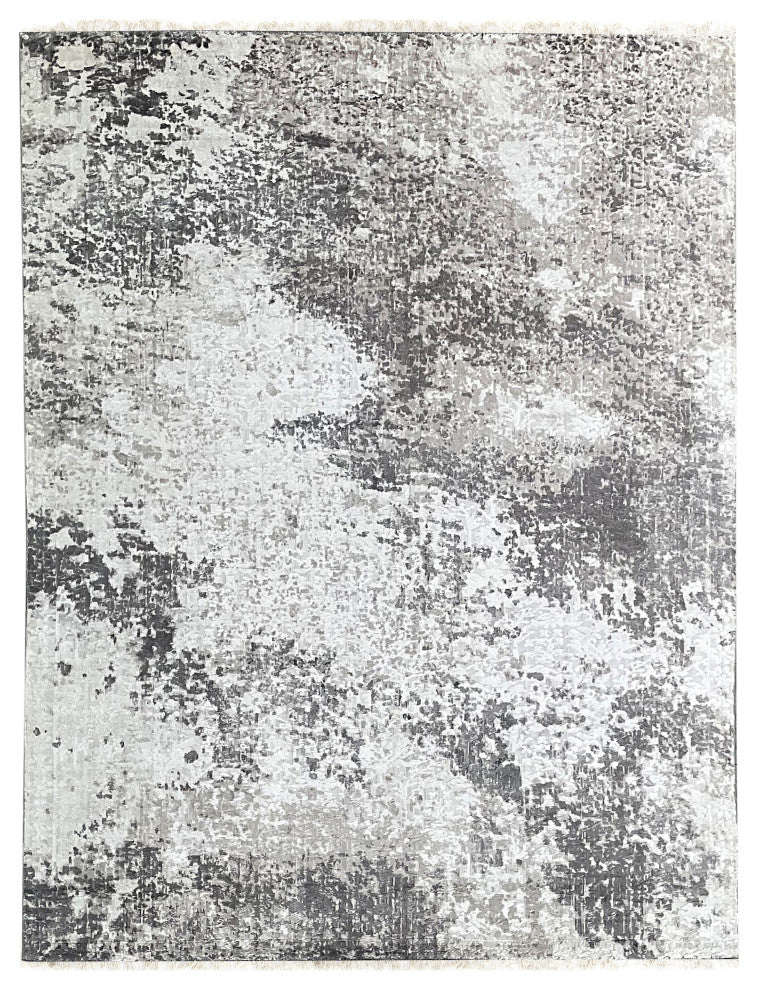 Hand-Knotted Wool Ivory/Beige Transitional Modern Modern Rug, 7'x9'