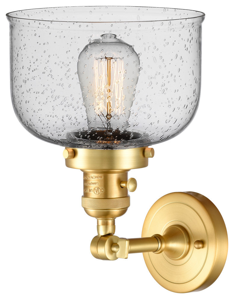 Bell Sconce With Switch, Satin Gold, Seedy