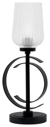 1-Light Table Lamp, Matte Black Finish, 5" Clear Textured Glass