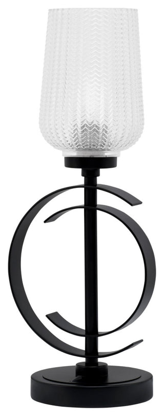 1-Light Table Lamp, Matte Black Finish, 5" Clear Textured Glass