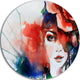 Woman With Rose Illustration, Abstract Round Wall Art, 23"