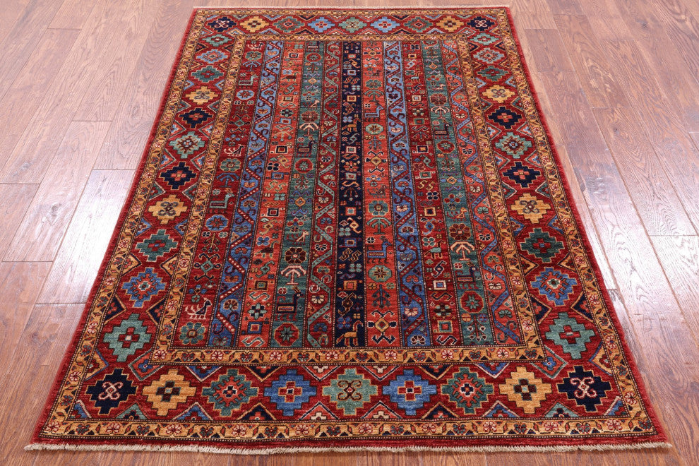 4' 1" X 5' 9" Persian Gabbeh Shall Handmade Rug Q11152