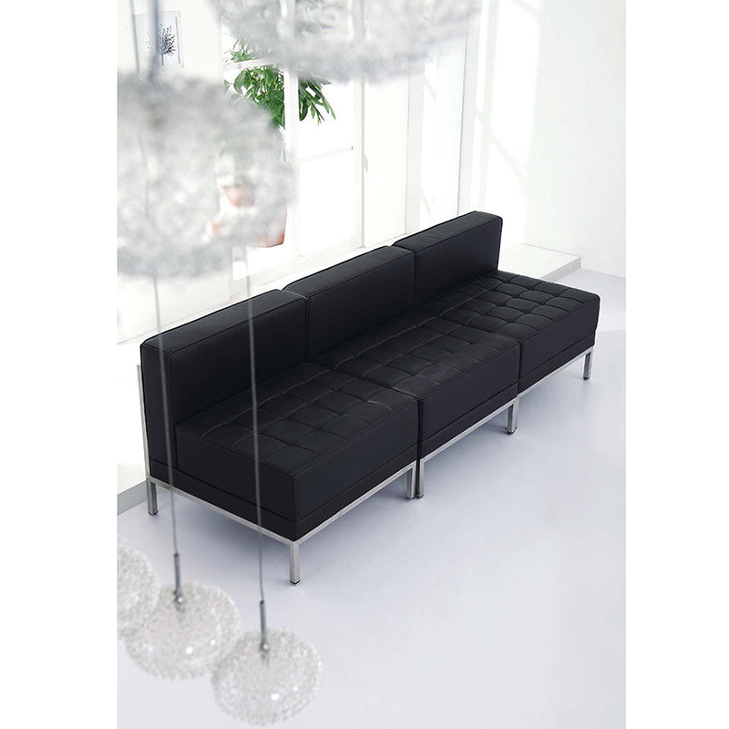 Modern Black Leather Middle Chair