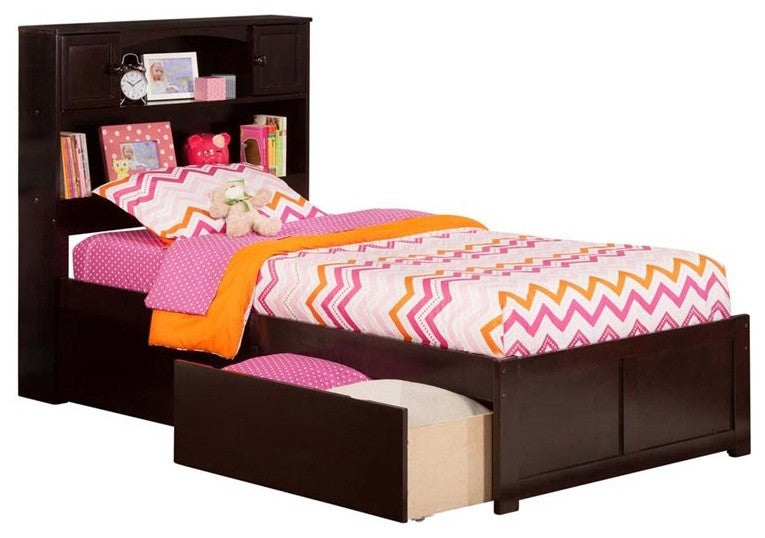 Newport Flat Panel Footboard With 2 Urban Bed Drawers, Espresso, Twin XL