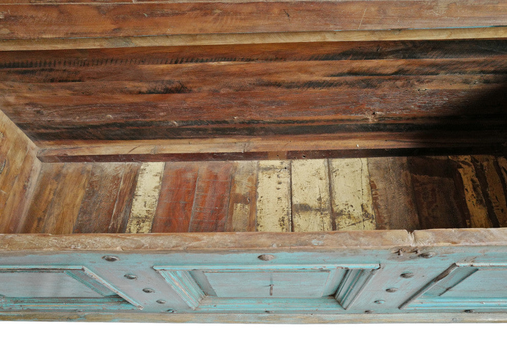 Consigned, Large Jodhpur Blue Wood Trunk