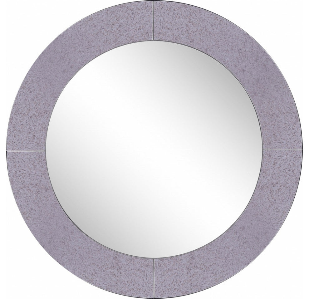 Gray Round Accent Glass Mirror