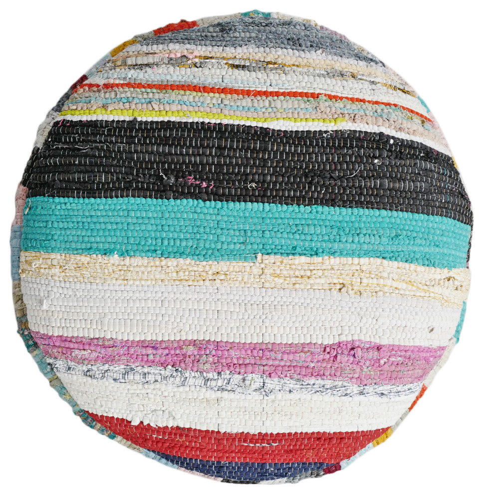Sharma Colorful Sari Rug Pouf Ottoman