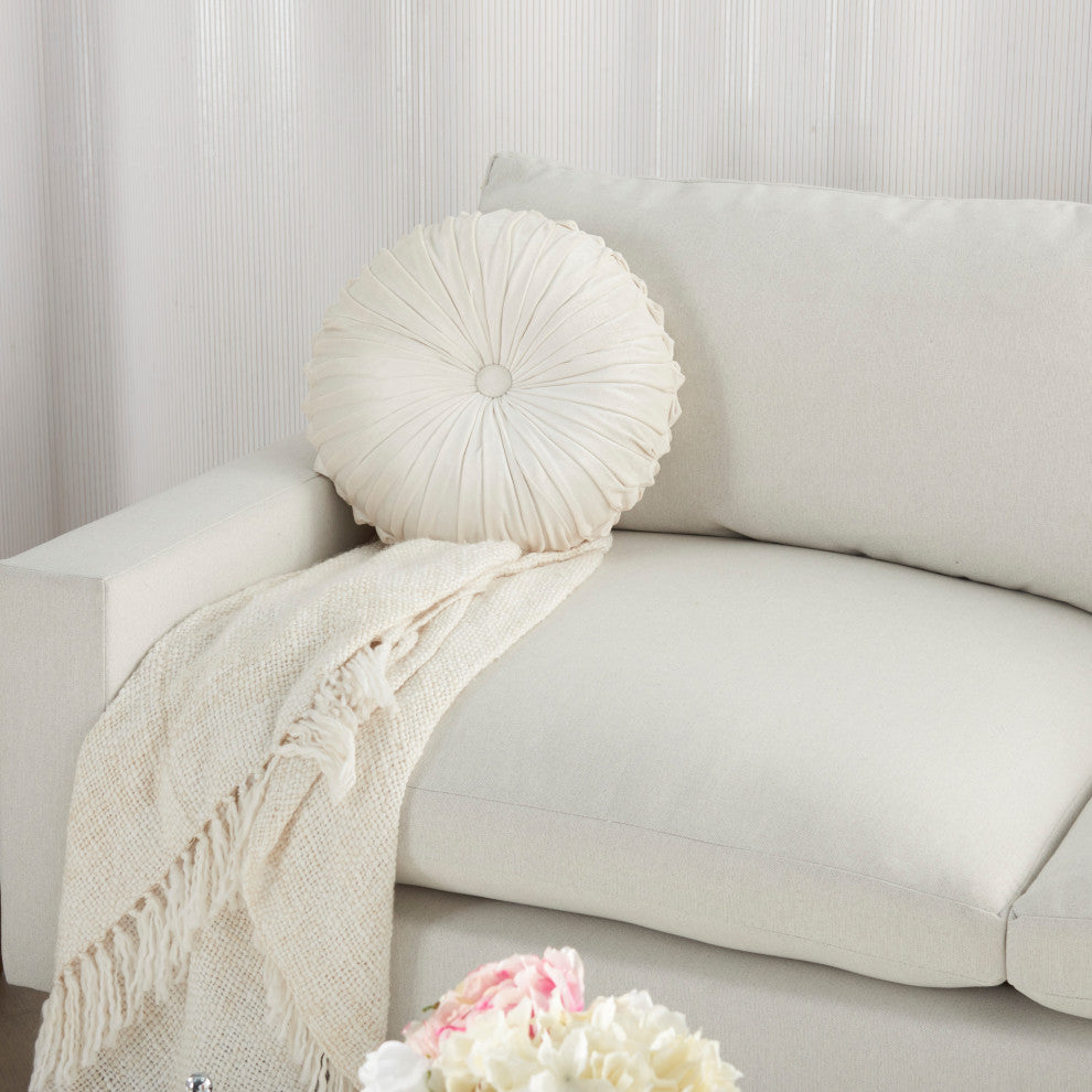 Mina Victory RC813 Throw Pillow, Ivory, 16" x 16"Round