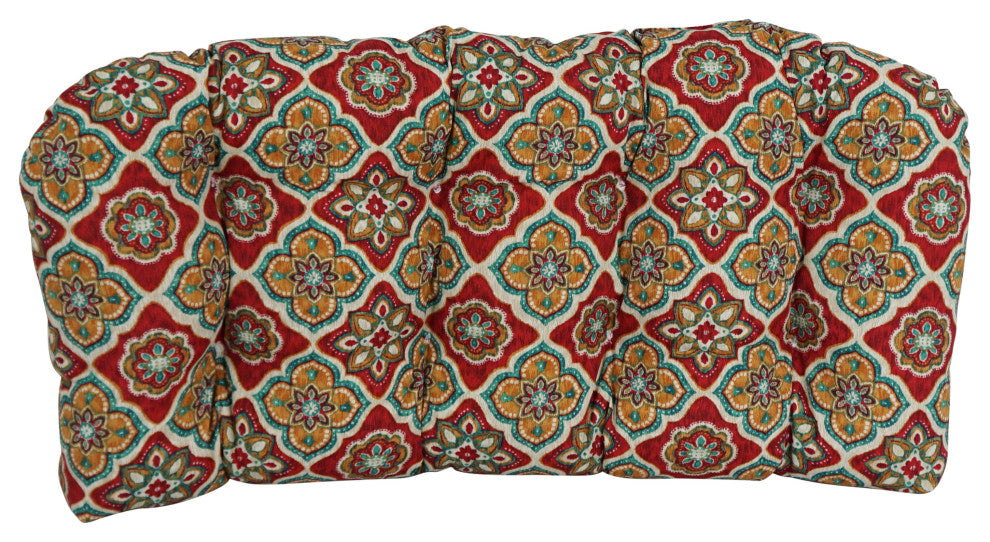 42"X19" U-Shaped Patterned Polyester Tufted Settee/Bench Cushion, Adonis Jewel