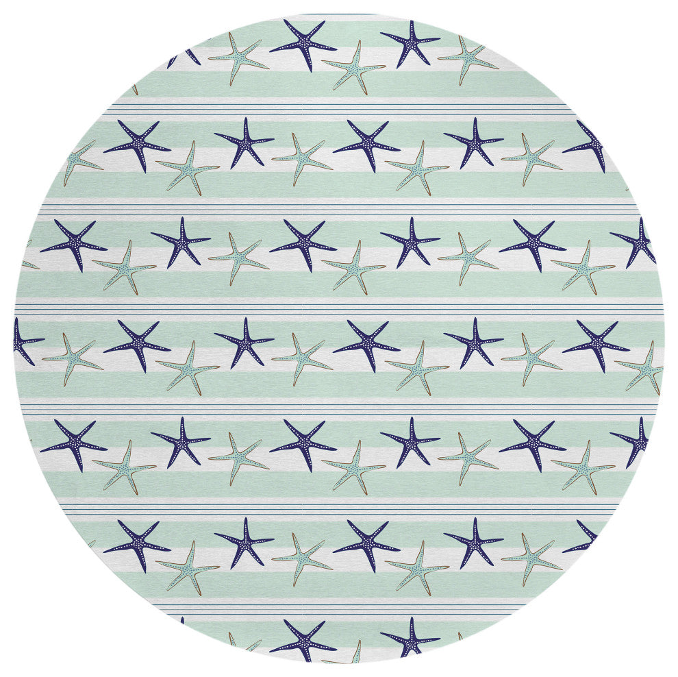 Indoor/Outdoor Seabreeze SZ12 Mist Machine Washable 8' x 8' Round Rug
