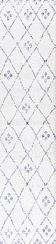 Izil Moroccan Geometric Diamond Ivory/Light Gray 2 ft. x 10 ft. Runner Rug