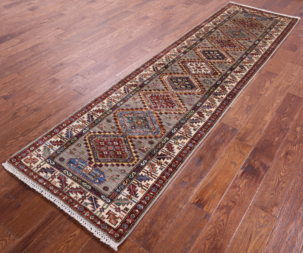 2' 8" X 9' 7" Super Kazak Handmade Wool Runner Rug - Q12964