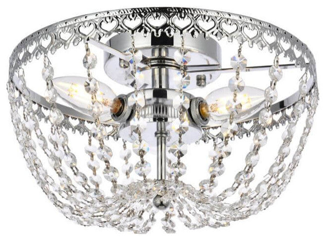3 Light 12" Chrome Crystal Flush Mount