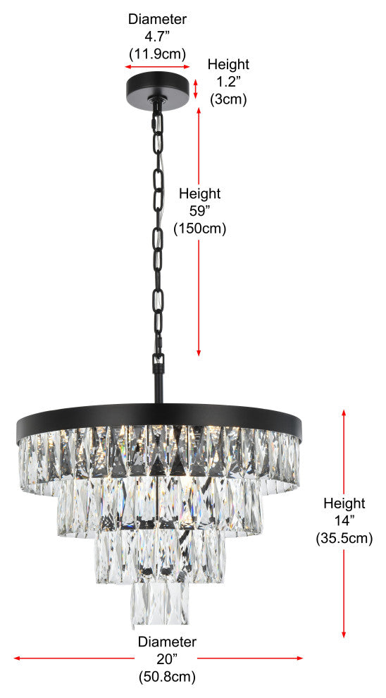 Home Living 20" Round Chandelier, Black