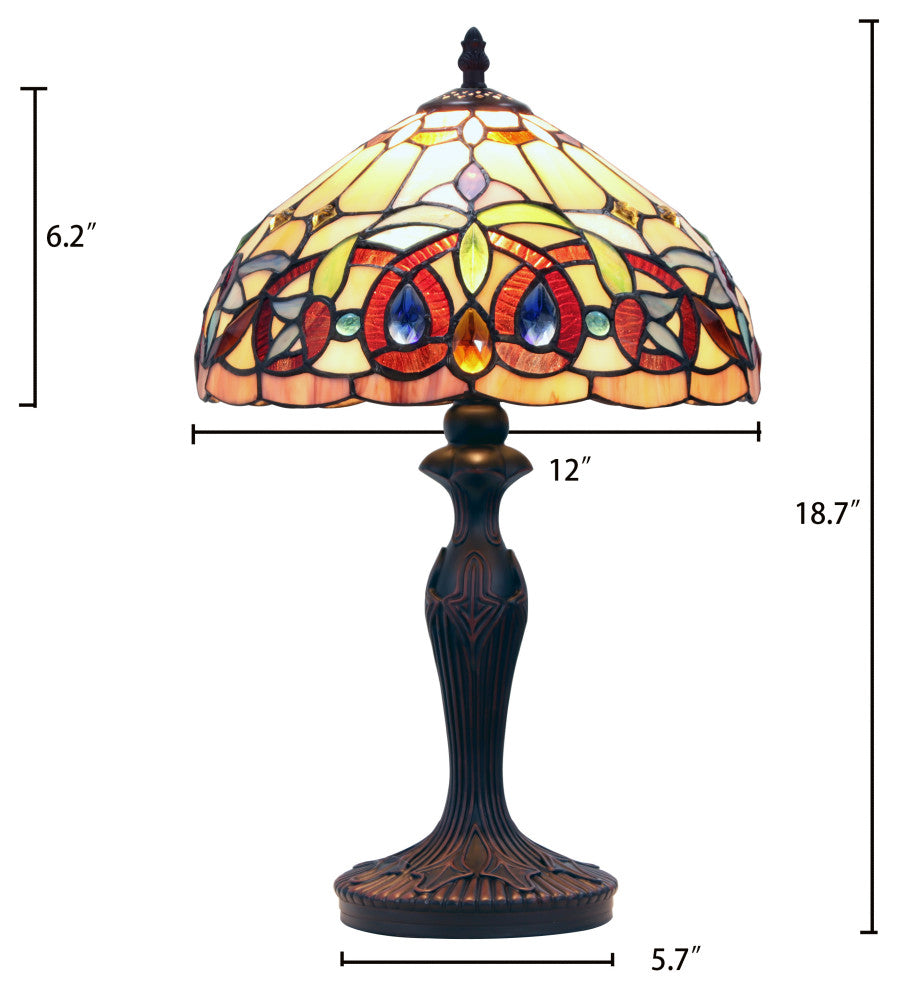 Serenity Tiffany-Style Dark Bronze 1 Light Table Lamp 12" Shade