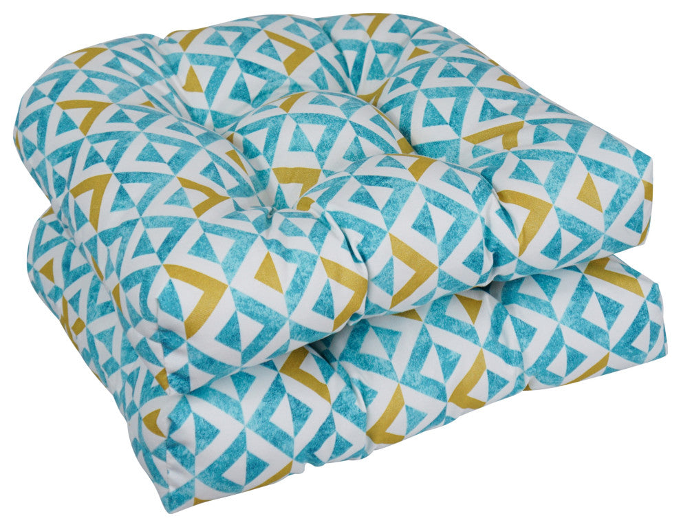 19" U-Shaped Dining Chair Cushions, Set of 2, Tropez Turquoise
