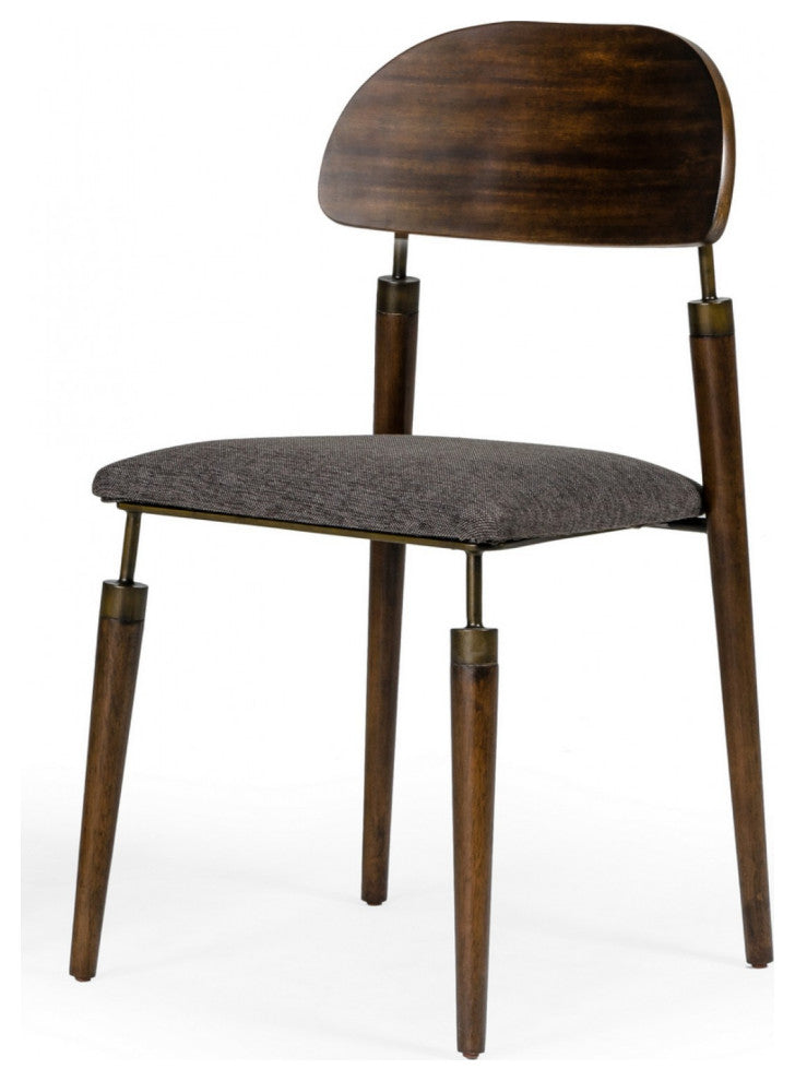 Set of Two Gray Brown Mid Century Dining Chairs