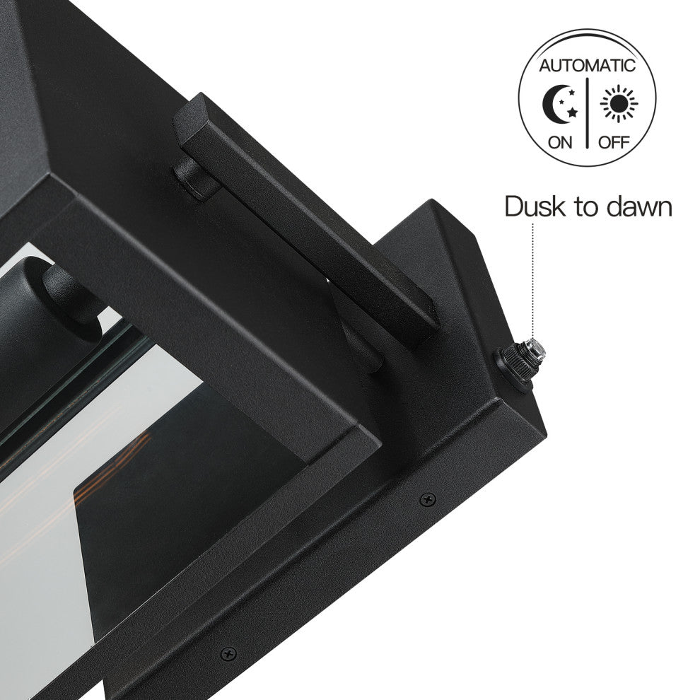 16.5" H 1-Light Dusk to Dawn Black Outdoor Wall Lantern Sconce