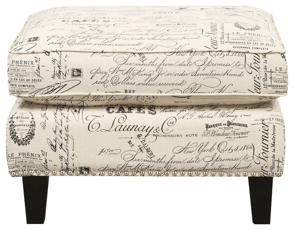 Emery Chair and Ottoman, French Script