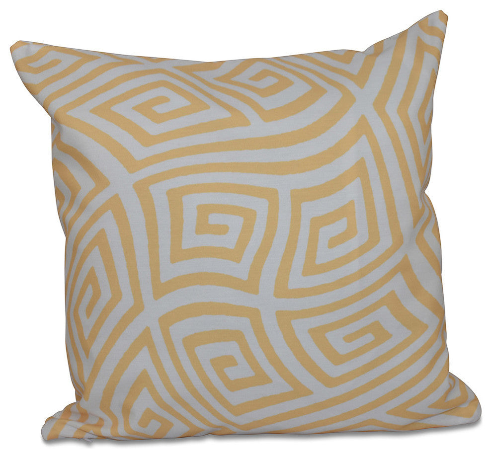 Geometric Decorative Pillow, Yellow, 20"x20"